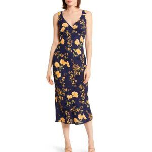 NWOT reformation beauden dress blue gold floral